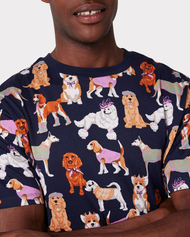 Men's Navy Posh Dogs Print